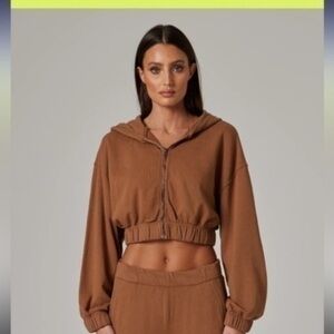 Talentless WOMENS ZIP CROP brown JACKET size Medium M